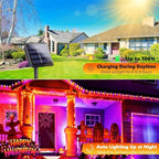 Jedavai 6Pack 240FT 600 LED Solar Halloween String Lights, Orange & Purple Solar Lights Outdoor with 8 Lighting Modes Waterproof Solar Fairy Lights for Garden Yard Patio Party Tree Decoration - Image 4
