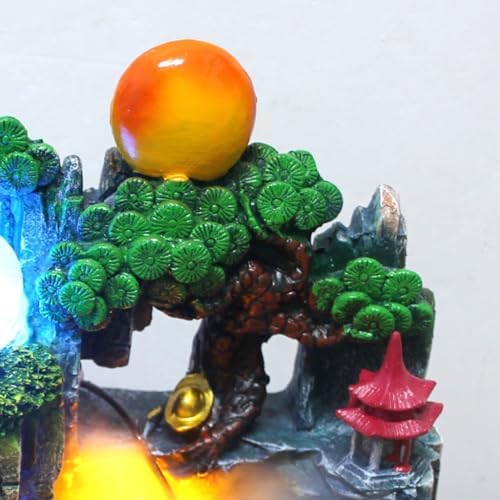 LUNIZ Waterfall Fountain Tabletop Fountain Desktop Rockery Resin Flow Crafts Living Room Creative Decorative Ornaments for Home Office - Image 5
