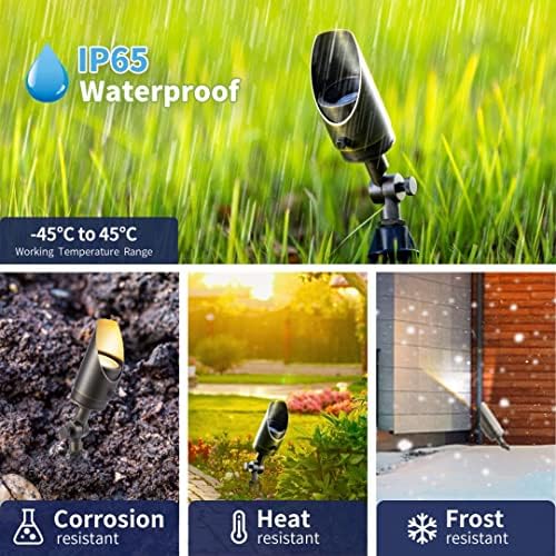 Gardenreet Landscape Spotlights Low Voltage - Brass Outdoor Uplight 12V LED, Wired Spot Lights IP65 Waterproof, Bronze for Exterior Garden Yard Tree House with 5W 2700K Warm White MR16 Bulb - Image 4