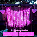 YEGUO 4 Pack Pink Solar Fairy Lights, Each 33ft 100 LED Christmas Lights Outdoor Waterproof, 8 Modes Sliver Wire Solar String Lights - Image 6
