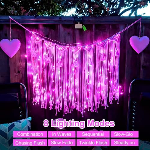 YEGUO 4 Pack Pink Solar Fairy Lights, Each 33ft 100 LED Christmas Lights Outdoor Waterproof, 8 Modes Sliver Wire Solar String Lights - Image 6