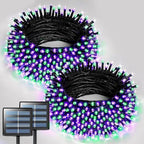 JMEXSUSS 2 Pack Solar Halloween Lights, Tot. 400LED 151FT, Purple and Green by JMEXSUSS