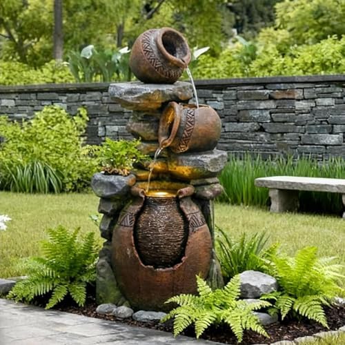 Bumilgar Garden Water Fountain, 38.4-Inch 3-Tier Terracotta Jar Features - Image 4