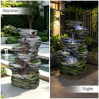 40.2" H Water Fountain Outdoor, 5-Tier Cascading Stacked Waterfall Fountain - Image 6