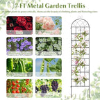 Giantex 2 Packs 86"x20" Metal Garden Trellis for Outdoor Climbing Plants, Heavy-Duty Plant Support for Vine Rose Vegetable Flower, Rustproof Black Metal Coating Patio Trellis Arch Decorative Fence - Image 7