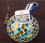 Solar Outdoor Table Lamp, Solar Powered Mosaic Glass Ball Garden Lights Waterproof Color Changing Mood Night Lights (Yellow/Blue) - Image 5