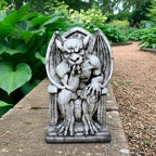 OLOMA Sitting Throne Gargoyle Concrete Garden Statue Winged Demon Sculpture Gothic Outdoor Decor Yard Art Cement Guardian Ornament Handmade Fantasy Garden Accent - Image 6