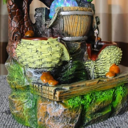 Tabletop Fountain Resin Microscape with LED Lights, Indoor Outdoor Flowing Water Decor for Stress Relief - Image 6