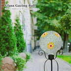 VCUTEKA Gazing Ball, 8" Glass Gazing Balls Sphere for Garden Lawn Outdoor Ornament Yard Decorative, Daisy - Image 2