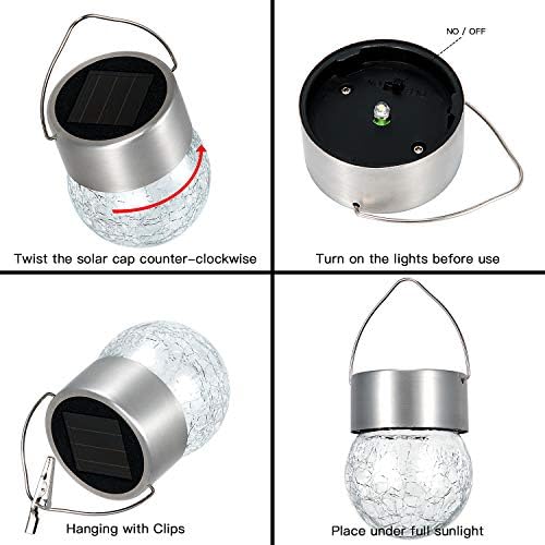 SUNWIND Hanging Solar Ball Lights Outdoor - 8 Pack Cracked Glass Decorative Garden Lights Waterproof Solar Lanterns for Yard, Patio, Fence, Tree, or Holiday Decoration(White) - Image 7