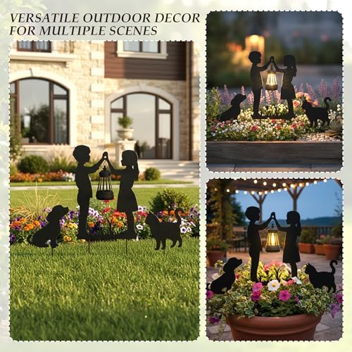 Boy Girl Cat Dog Solar Lights Outdoor Decorative pathway Garden Decor Stake - Image 5