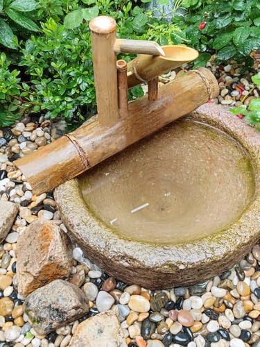 Bamboo Fountain kit with Pump, Japanese Outdoor Fountain Handmake from Real Bamboo, Zen Outdoor Water Fountains (Shishi Odoshi 15‘’) - Image 4