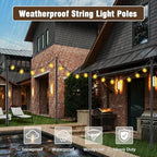 10Ft Exterior Light Poles 10 Pack, Durable Metal String Light Posts for Outdoor Use, Equipped with Fixed Brackets for Yard, Terrace, Backyard and Garden Lighting Decor - Image 5