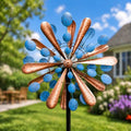75in Metal Wind Spinner with Solar Light Outdoor Garden Yard Art Decor by Conderyang