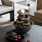 WICHEMI Indoor Water Fountain Tabletop Fountain Stacked Rock with LED Light - Image 4