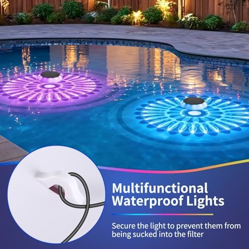 2-Pack Solar Floating Pool Lights, Upper & Lower Dynamic RGB Color-Changing, Waterproof Floating Pool Lights Solar Powered for Pools, Tubs, Outdoor Parties & Garden Decor - Image 6