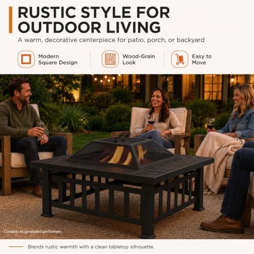 4-in-1 Outdoor Fire Pit Grill Table,Metal Firepits for Outside (32") - Image 6