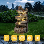 MAGIC UNION 6-Tier Cascading Rock Water Fountain, Natural Stone Look，27" H - Image 5
