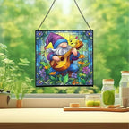 Musician Gnome Stained Glass Suncatcher – Square Hanging Window Panel for Home or Greenhouse – Whimsical Glass Art Gift for Garden Lovers, Christmas, Halloween, Father Days Dxyh3Y - Image 2