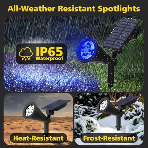 T-SUN Blue Solar Spot Lights Outdoor Waterproof, Solar Spotlights, 2 Pack - Image 7