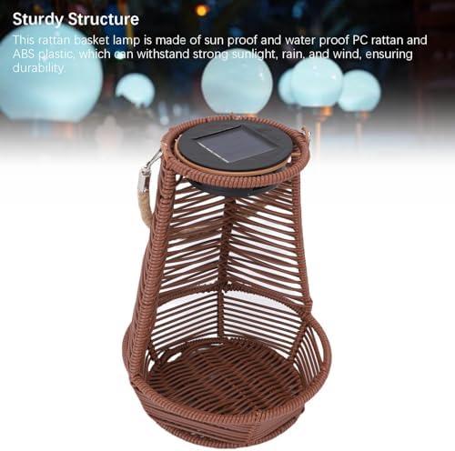 Dpofirs Hanging Rattan Lantern, Outdoor Solar Light Planter, Water Proof PC Rattan Outdoor Lantern with LED Lighting, for Garden Terrace Balcony Yard (Dark Brown) - Image 7