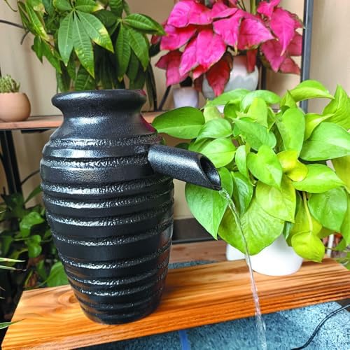 Outdoor Garden Fountain Spitter Pond Water Feature Pump Ceramic Pot Decoration (Black 5.7 inch) by Unknown