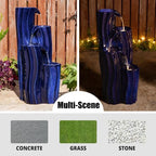 Glitzhome 30" Tall Outdoor Water Fountain with LED Light, Pump & Adapter, 4-Tier Cobalt Blue Wavy Texture Ceramic Cascading Garden Fountains Waterfalls for Porch Deck Patio Backyard - Image 4