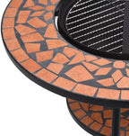 Mosaic Fire Pit Table with Steel Bowl, 26.8-inch Ceramic Surface for Garden Patio Backyard Heating and Barbecue Use - Image 7