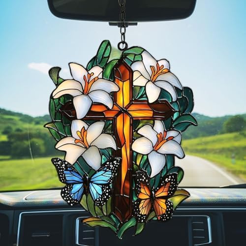 Floral Cross Acrylic Suncatcher - Image 5