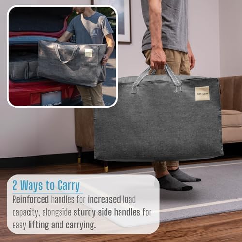 VENO 10 Pack Extra Large Heavy Duty Moving Bags with Wide Opening & Reinforced Handles, Reusable Storage Tote Bags with Strong Zippers for Clothes, College Dorm Essentials & Moving Supplies - Image 4
