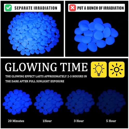Sasylvia 3000 Pcs Glow in the Dark Rocks Outdoor 1 Inch Pebbles,White - Image 5