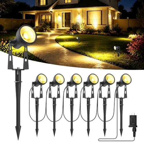 6 Pack Low Voltage Landscape Lighting, LED Garden Spotlights by HOMECHOOSE