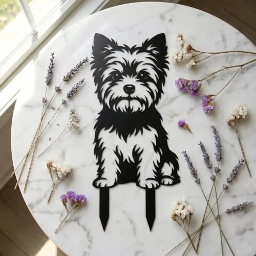 Dog Metal Garden Stake - Weatherproof Dog Silhouette Yard Art, Decorative Outdoor Sign for Lawn & Patio, Heartfelt Gift for Soft Yorkshire Terrier Lovers(Sit,14") - Image 4
