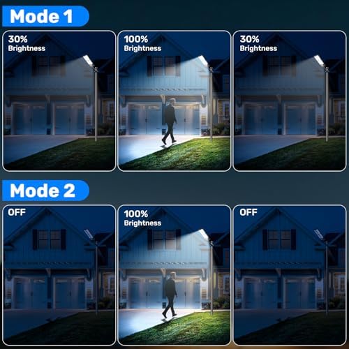 Solar Street Lights Outdoor, 6500K LED Solar Lights Outdoor Motion Sensor, Waterproof Dusk to Dawn Flood Light, Solar Powered Security Light Wide Angle for Yard Parking Lot Driveway (4 Pack) - Image 4