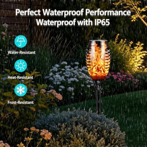 SOLARIX 6Pack Solar Torch Lights, Flickering Flame Garden Decor - Image 2