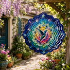 Shwing 12 Inch Wind Spinner Hanging Wind Sculptures Hummingbird Metal Decor Double Sided Outdoor Kinetic Garden Art 3D Wind Spinner Hanging Ornament for Patio Porch Balcony Backyard Tree Decor - Image 7