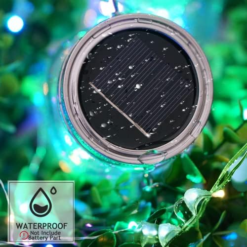 SmilingTown 30 LED 10 Packs Solar Mason Jar Lights [Updated] Fairy Firefly Jar Lids String Lights with Hangers Waterproof Patio Yard Garden Wedding Party Decoration - Colorful (NO Jars) - Image 4