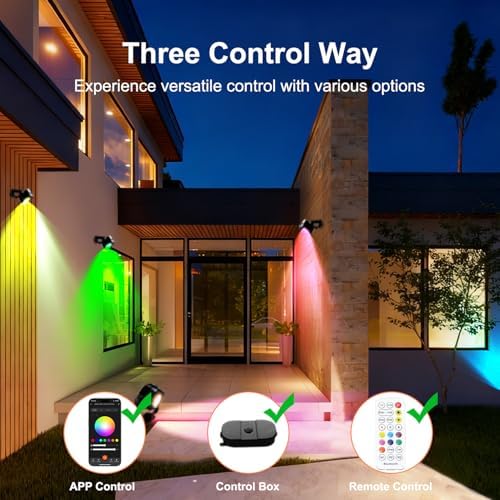 VTimes 8pcs Smart RGBW Landscape Lights IP65 Waterproof Outdoor SpotLights - Image 2