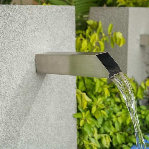 2 Inch 316 Stainless Steel Square Outdoor Water Fountain Spout, Waterfall Spillway Scupper with Integrated Spray Baffle for Landscape Decors, Pools, Ponds, Water Walls (Silver) by Aquadock
