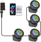 T-SUN Color Changing Pond Lights, 4 Lightheads with Bluetooth APP Control by T-SUN