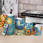 Starry Night Flameless Candle with Remote Control Electric LED Pillar Candle Timer Color Changing Long Lasting Pack of 4 Battery Candles - Image 4