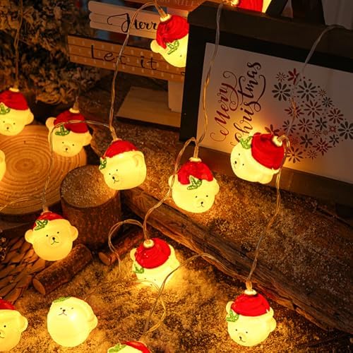 CAKERS Christmas Decor String Lights|Creative Cute Novelty Fairy Lights|Hanging Copper Wire Lights|Night Lights for Birthday Party Xmas Tree Decor,Christmas Bear,3m(9.8ft)-20LED-USB - Image 2