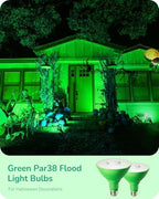 EDISHINE Halloween Outdoor PAR38 Green Flood LED Light Bulbs Dimmable 4Pack - Image 2