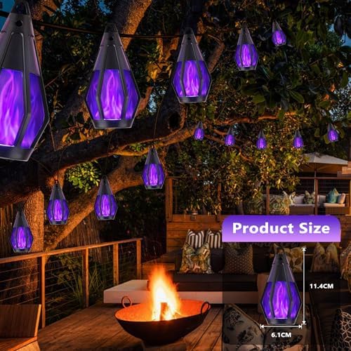 Solar String Lights for Outside, 33Ft Solar Patio Light with 15 Flickering - Image 2