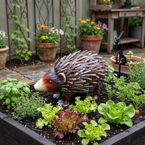 14.17" Iron Hedgehog Statue Garden Outdoor Sculpture Home Patio - Image 4
