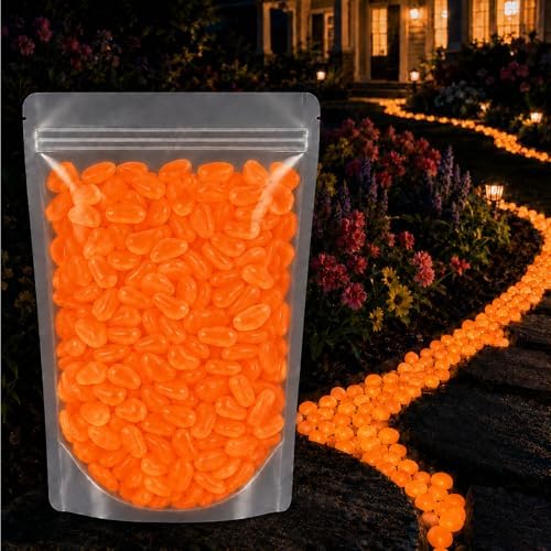 Colorful Glow in the Dark Rocks, 200/400/600/1000PCS Colorful Luminous Decorative Stones, Pebbles for Garden Walkway Aquarium Fish Tank Patio Lawn Yard DIY Decor (Orange,1000) by Unknown