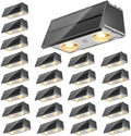 NIORSUN Solar Fence Lights,24 Pack Wall Lights Waterproof,Led Outdoor Lights 3000K/4500K/6000K+ RGB Up & Down Deck Light,Solar Powered Light for Backyard/Pool/Railing/Patio/Porch/Step Black by NIORSUN
