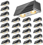 NIORSUN Solar Fence Lights,24 Pack Wall Lights Waterproof,Led Outdoor Lights 3000K/4500K/6000K+ RGB Up & Down Deck Light,Solar Powered Light for Backyard/Pool/Railing/Patio/Porch/Step Black by NIORSUN