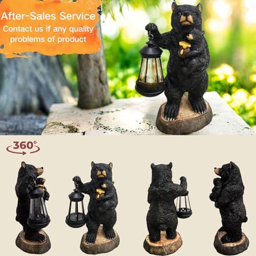 Solar Bear Garden Statue with Lantern Outdoor Decor - Image 2