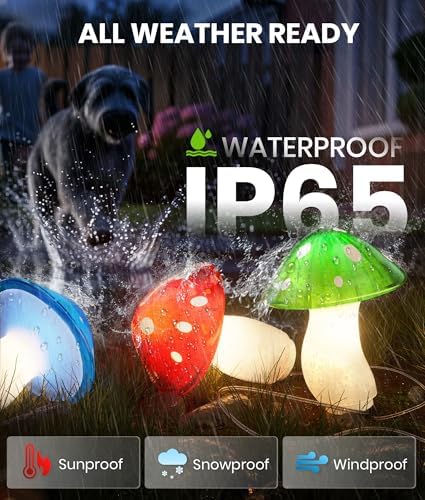 BITPOTT Solar Led Mushroom Garden Lights, 9 Pack, 8 Modes, Multicolor, IP65 - Image 4